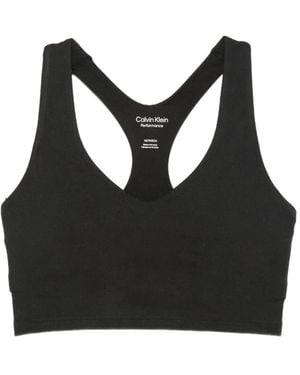 Calvin Klein Racerback Logo-Print Top - Black