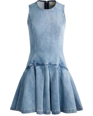 Alice + Olivia Adley Sleeveless Drop-Waist Denim Mini Dress - Blue