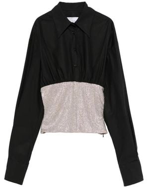 GIUSEPPE DI MORABITO Crystal-Embellished Long-Sleeves Shirt - Black
