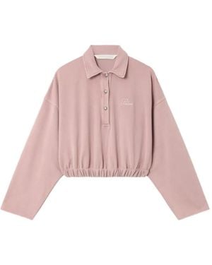 Palm Angels Palm Sway Cropped Long-Sleeve Polo - Pink