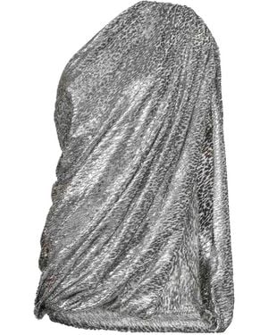 Stella McCartney Animalier Lamé Velvet Draped Minidress - Grey
