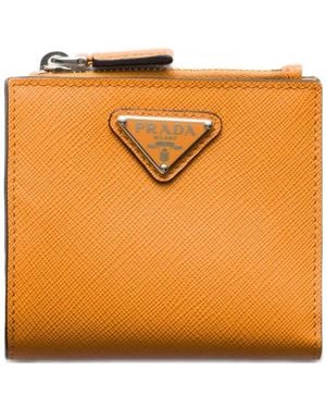 Prada Small Saffiano Leather Wallet - Orange