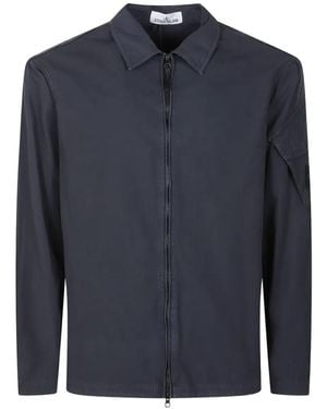 Stone Island Zip-Front Overshirt For - Blue