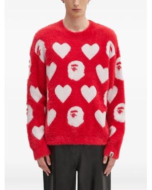 A Bathing Ape Maglione I Love Bape Con Monogramma - Rosso