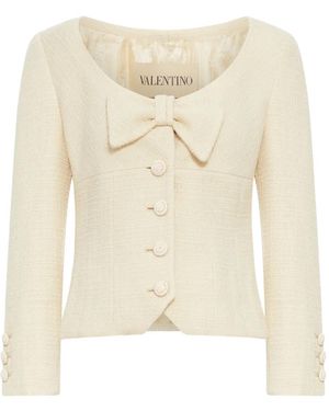 Valentino Garavani Bow-Detail Tweed Jacket - Natural