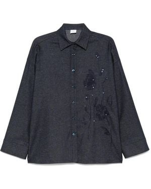 Eleventy Camisa de lana con lentejuelas - Azul