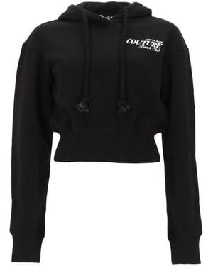 Versace Jeans Couture Hooded Cropped Jumper - Black