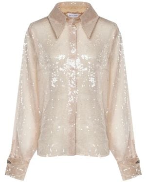 Galia Lahav Orlena Sequin-Embellished Semi-Sheer Shirt - White