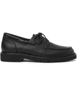 SCAROSSO Arthur Leather Boat Shoes - Black