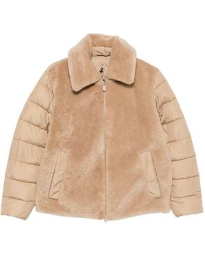 Save The Duck Faux-Fur Paneled Puffer Coat - Natural