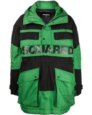 DSquared² Logo-Print Detail Coat - Green
