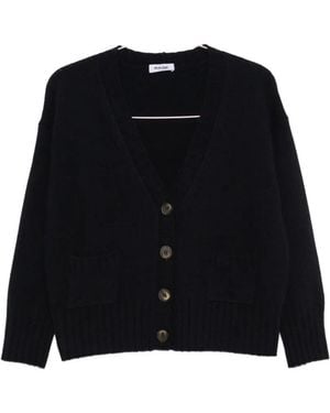 Base London V-Neck Button-Up Cardigan - Black