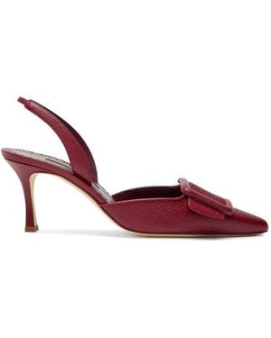 Manolo Blahnik Mayslibi Buckle-Detail Heeled Court Shoes - Red