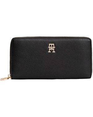 Tommy Hilfiger Logo-Plaque Zip-Around Wallet - Black