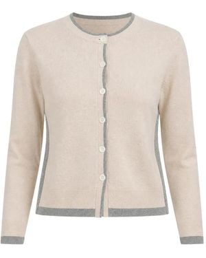 CUDDLEUP Cardigan Con Bordo A Contrasto - Bianco