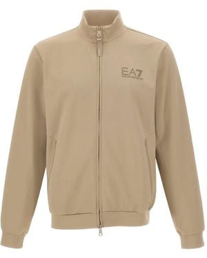 EA7 Zipped Logo-Detail Sweatshirt - Natural