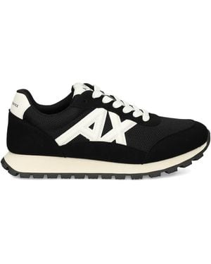 ARMANI EXCHANGE Logo-Detail Mesh Panel Trainers - Black