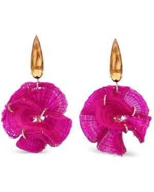 Silvia Furmanovich Horse Mane Citrine And Diamond Earrings - Pink
