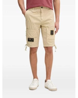 Aeronautica Militare Short Cargo En Coton À Patch Logo - Natural