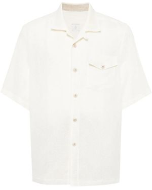 Eleventy Short-Sleeve Pointelle-Knit Shirt - White