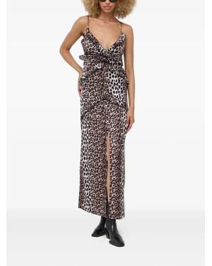 Notes Du Nord Leopard-Print Ruffled Maxi Dress - Brown