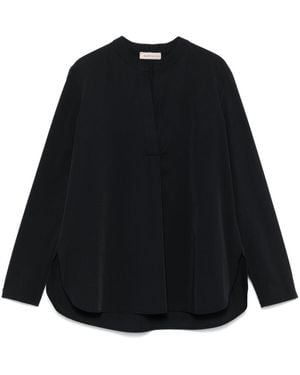 Blanca Vita Band-Collar Blouse - Black