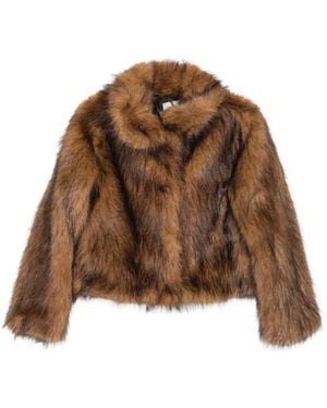 Ba&sh Lendy Faux-Fur Collarless Jacket - Brown