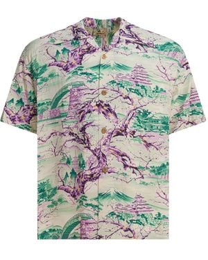 Sun Surf Landscape-Print Shirt - Gray