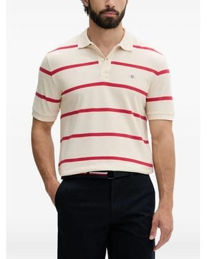 GANT Polo A Rayas Con Manga Corta - Blanco