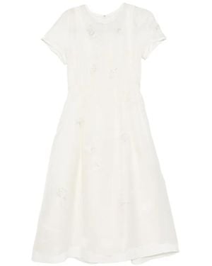 Shiatzy Chen Vestido Midi Bordado - Blanco