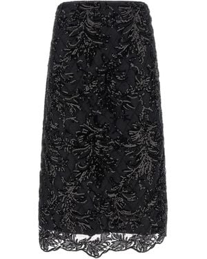 Le twins Giulia Sequin-Embellishment Midi Skirt - Black