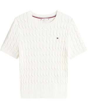 Tommy Hilfiger Cable-knit short-sleeve T-shirt - Weiß
