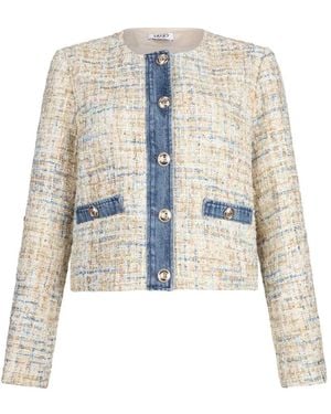 Liu Jo Bouclé Denim-Trim Jacket - White