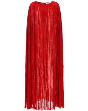 Federica Bonifaci Pleated Hooded Maxi Dress - Red