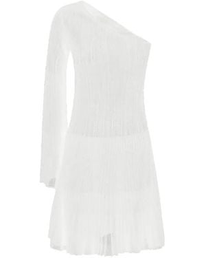 FEDERICA TOSI One-Shoulder Ribbed-Knit Mini Dress - White