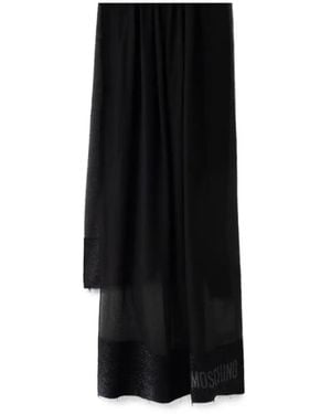 Moschino Logo-Intarsia Scarf - Black