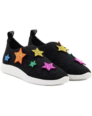 Giuseppe Zanotti ラインストーン スターパッチ - ブラック