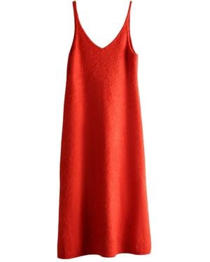 AURALEE V-Neck Midi Dress - Red