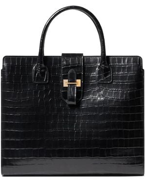 Nili Lotan Lou Croc-Effect Leather Tote Bag - Black