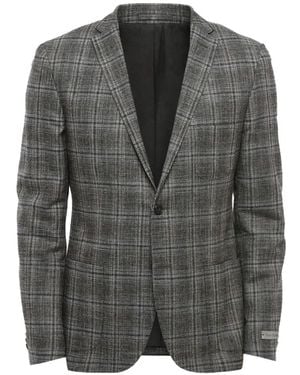 Corneliani Check-Pattern Single-Breasted Blazer - Grey