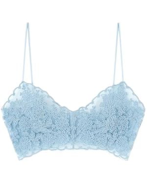 Ermanno Scervino Lace Scalloped Top - Blue