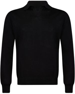 Gran Sasso Fine-Knit Polo-Collar Jumper - Black