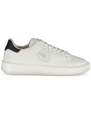 Blauer Logo-Patch Leather Trainers - White