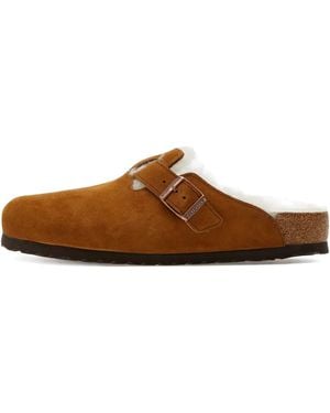 Birkenstock Mules Boston Shearling À Boucle - Marron