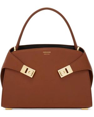 Ferragamo Hug Soft Bicolour Handbag (Xs) - Brown
