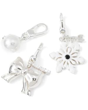 Juicy Couture Set De Tres Charms Con Copo De Nieve Y Lazo - Blanco