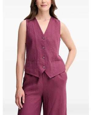 Benetton V-Neck Buttoned Waistcoat - Purple