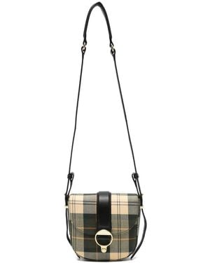 Barbour Mini Tartan-Pattern Crossbody Bag - White