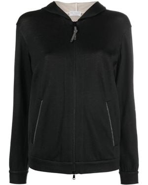 Brunello Cucinelli Felpa Con Decorazione Monili - Nero