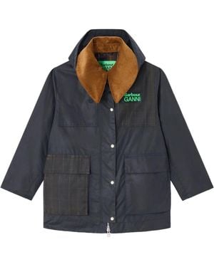Ganni X Barbour Corduroy-Collar Coat - Blue
